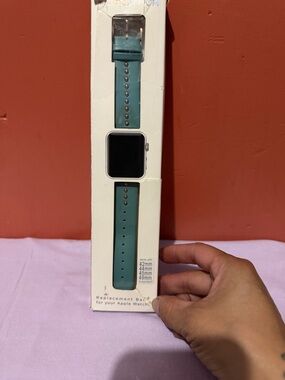 Posh Tech Teal Leather-Style Watch Band with Metal Studs